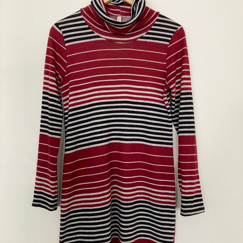 Orange Creek Striped Long Sleeve Dress, Cowl Neck, M